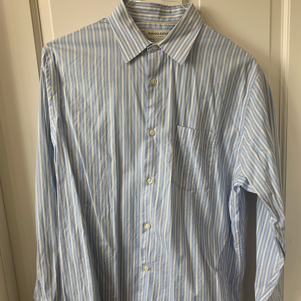 Blue and yellow stripe Banana Republic button down